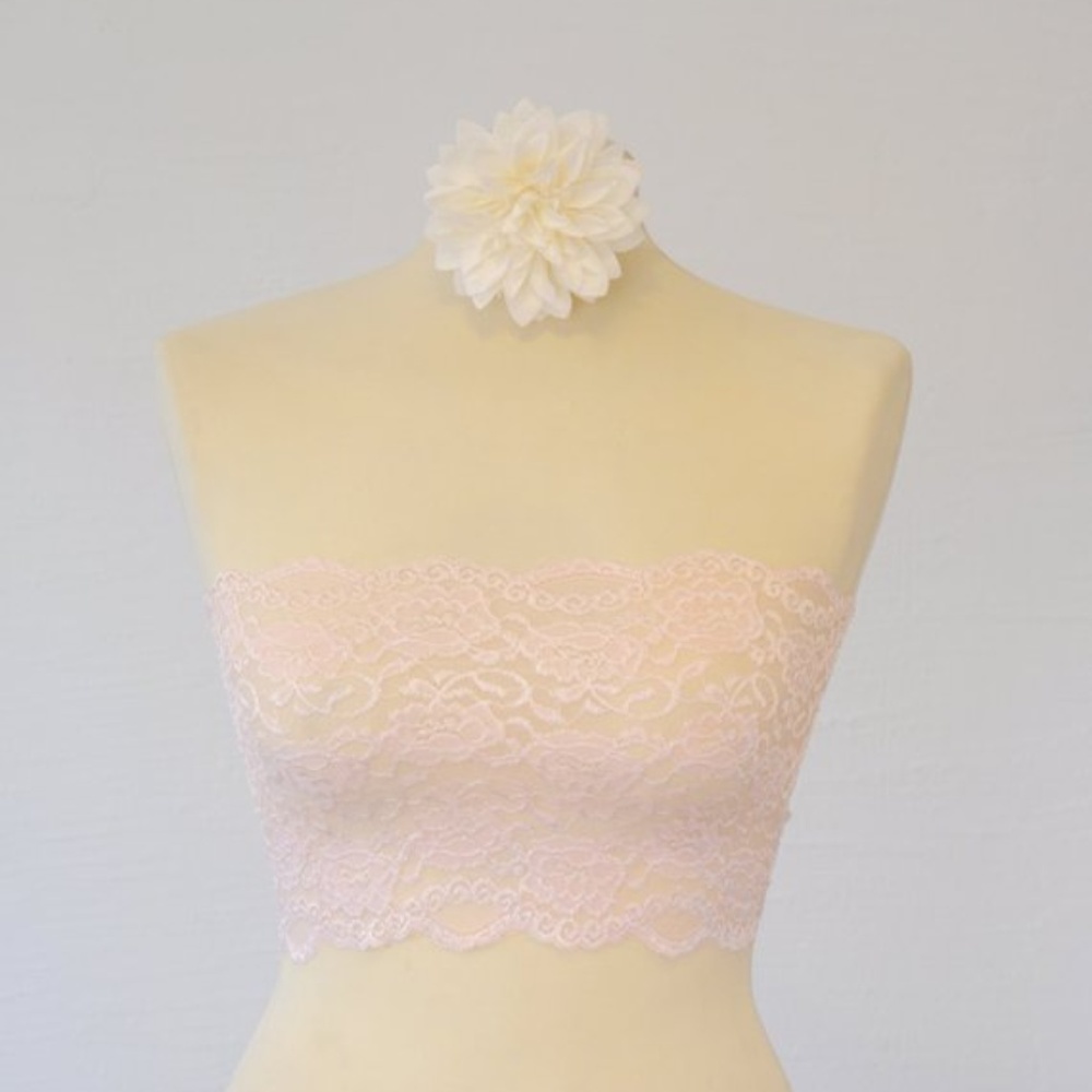 powder pink Lace Women Sexy strapless Lingerie